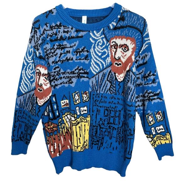 YZY MFG-IF Sweaters - YZY MFG-IF Van Gogh Inspired Knit Sweater Blue (M)